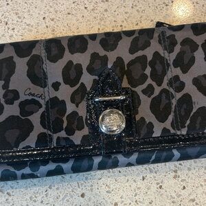 Coach Black and Gray Animal Print Wallet